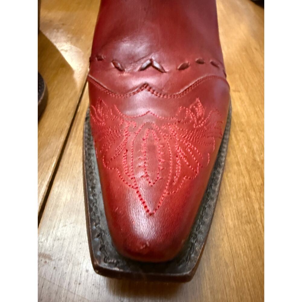 Classic Red Leather Pointed Mule Heels - Picture 2 of 6
